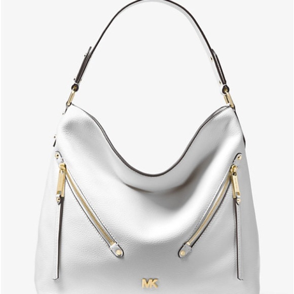 MICHAEL MICHAEL KORS
Evie White Large Pebbled Leather Shoulder Hobo Bag Gold - Picture 1 of 16